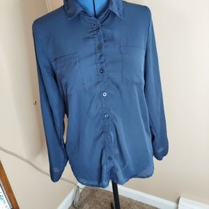 Rue21 Medium Juniors Navy blue slightly sheer button up